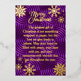 Real Foil Typography Purple Christmas Holiday Card