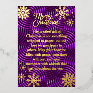 Real Foil Typography Purple Christmas Holiday Card