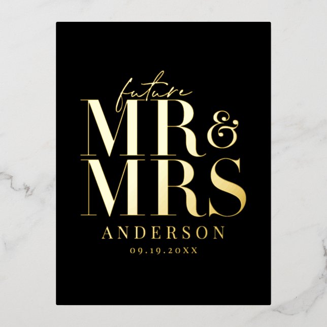 real foil typography save the date postcard (Front)