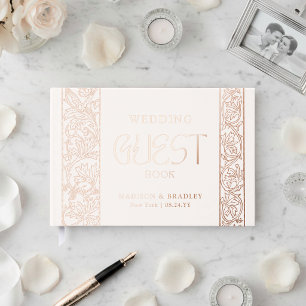 Real Foil Vintage Floral Cream Wedding Guest Book
