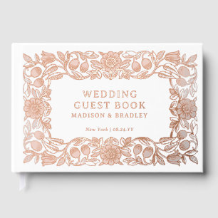 Real Foil Vintage Floral White Wedding Guest Book