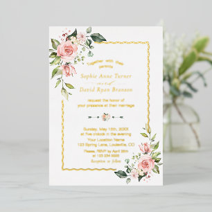 REAL FOIL Watercolor Pink Floral Wedding