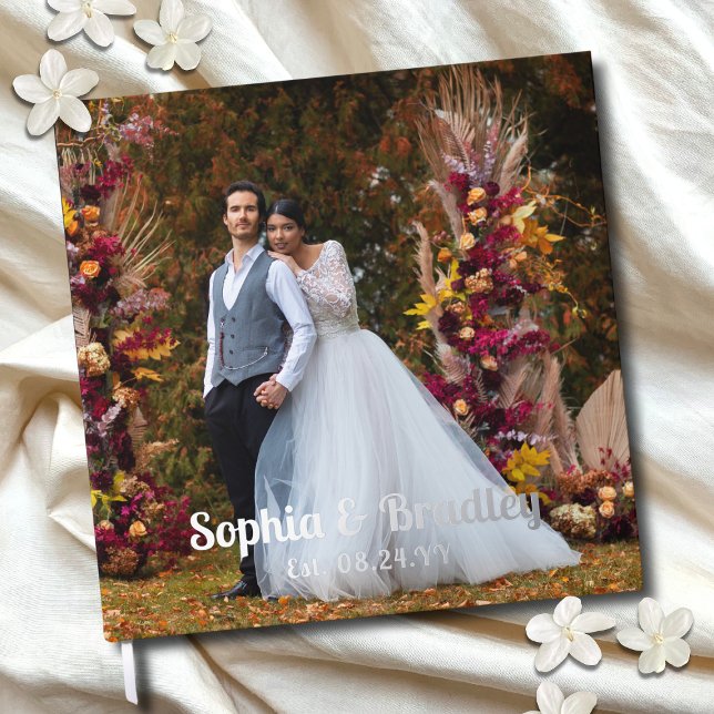 Real Foil Wedding Photo Personalised Names Guest Book (Creator Uploaded)