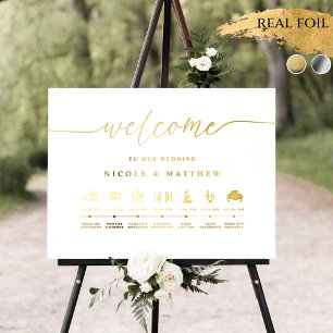 Real Foil Wedding Timeline Order of Events Sign 