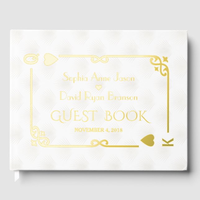 Real Foil White Casino Las Vegas Poker Wedding Guest Book (Front)