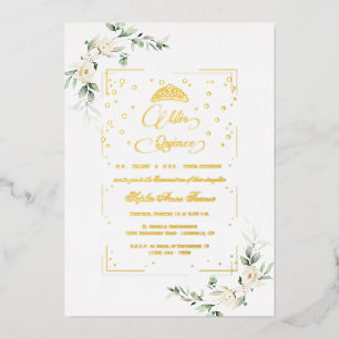 REAL FOIL  White Floral Mis Quince Quinceañera