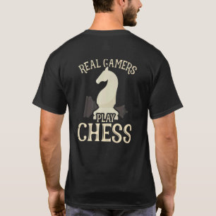Real Gamers Play Chess Player White Chess Knight C T-Shirt