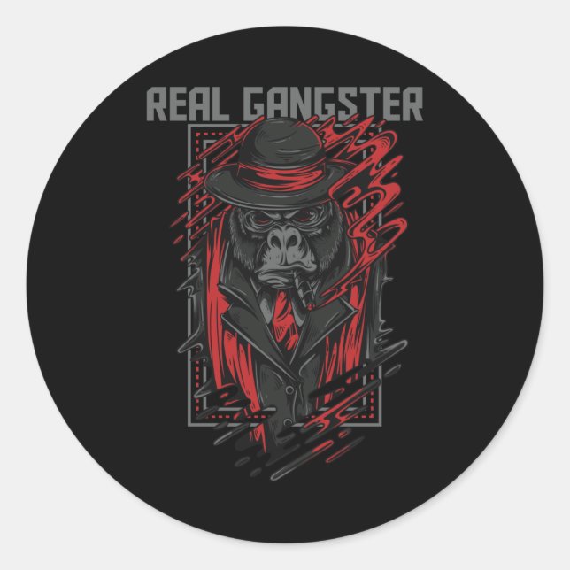 Real Gangster Classic Round Sticker (Front)
