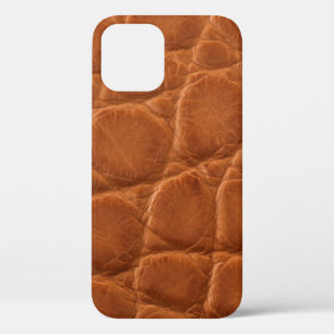 Real genuine tan brown alligator leather texture,  iPhone 12 case