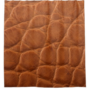 Real genuine tan brown alligator leather texture,  shower curtain