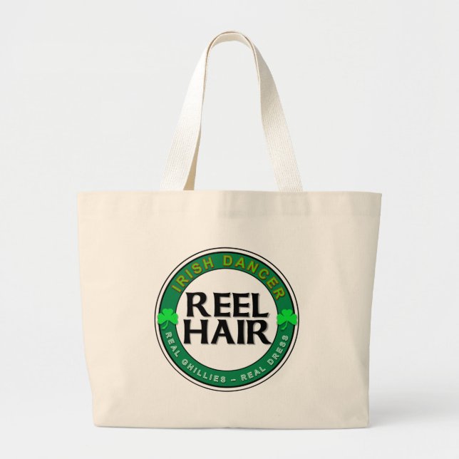 Real Ghillies, Real Dress, REEL HAIR Large Tote Bag (Front)