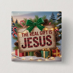 Real Gift Jesus Square Button