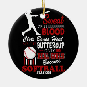Real Girls Become Softball Players Gift Ceramic Ornament