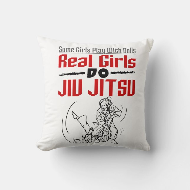 Real Girls Do Jiu Jitsu BJJ Jiujitsu Women Cushion (Front)