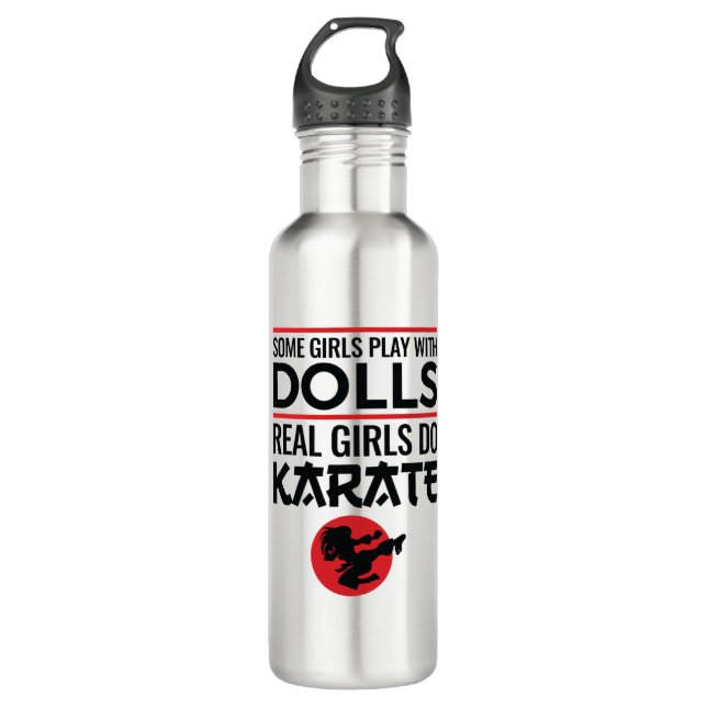 Real Girls Do Karate Cute Women Martial Arts 710 Ml Water Bottle (Front)