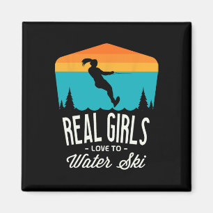 Real Girls Love To Water Ski Water Skiier Funny Wa Magnet