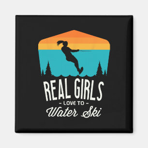 Real Girls Love To Water Ski Water Skiier Funny Wa Magnet