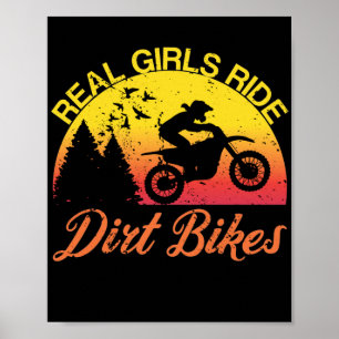 Real Girls Ride Dirt Bikes Motocross Sunset Stunt Poster