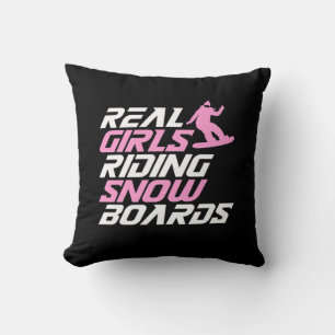 Real Girls Riding Snowboards Cushion