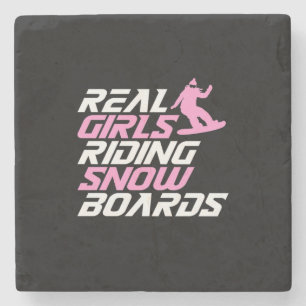 Real Girls Riding Snowboards Stone Coaster