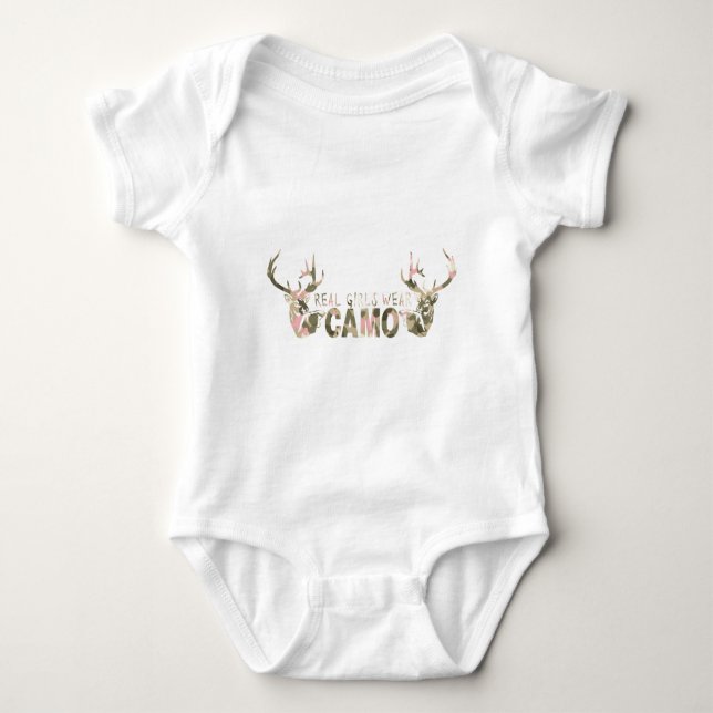 REAL GIRLS WEAR CAMO BABY BODYSUIT (Front)