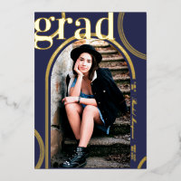 Real Gold Blue Circle Geometric Arch Graduation