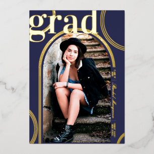 Real Gold Blue Circle Geometric Arch Graduation