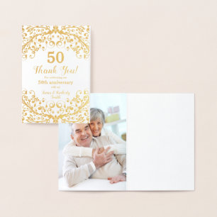 Real Gold Foil 50th Wedding Anniversary Thank you Card