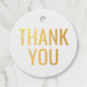 REAL GOLD FOIL Black Script Calligraphy Thank You Favour Tags