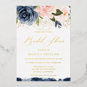 Real Gold Foil Blush & Navy Bridal Shower