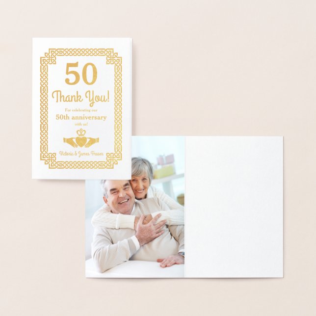Real Gold Foil Celtic 50th Anniversary Thank You Card (Display)