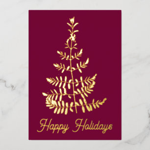 Real Gold Foil Christmas Tree Holiday Card