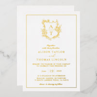 Real Gold Foil Crest Monogram Wedding