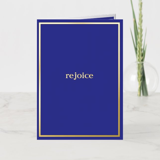 Real Gold Foil Custom Blue Folded Card (Front)