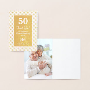 Real Gold Foil Dots 50th Anniversary Thank You Foil Card
