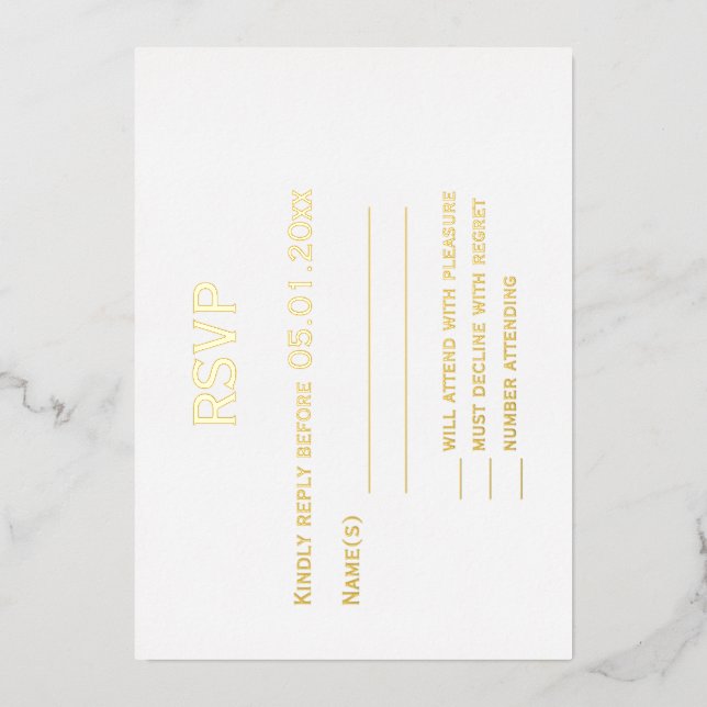 Real Gold Foil Elegant Gay Wedding RSVP Cards (Front)
