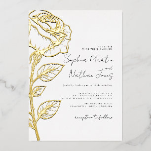 Real Gold Foil Elegant Rose Wedding