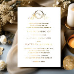 Real Gold Foil Elegant w/ Parents Monogram Wedding<br><div class="desc">Upgraded Elegant Monogram invitation in real gold foil. Clean and simple design full of elegance and grace with a delicate ornate hand-drawn monogram showcasing the couple's initials. Luxurious, design in white and real gold foil, printed on Premium White Paper Stock -a smooth, white paper with a luxurious satin finish- made...</div>