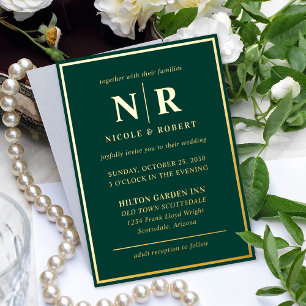Real Gold Foil Elegant Wedding Monogram Modern