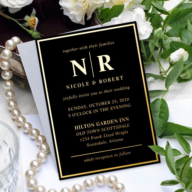 Real Gold Foil Elegant Wedding Monogram Modern (Creator Uploaded)