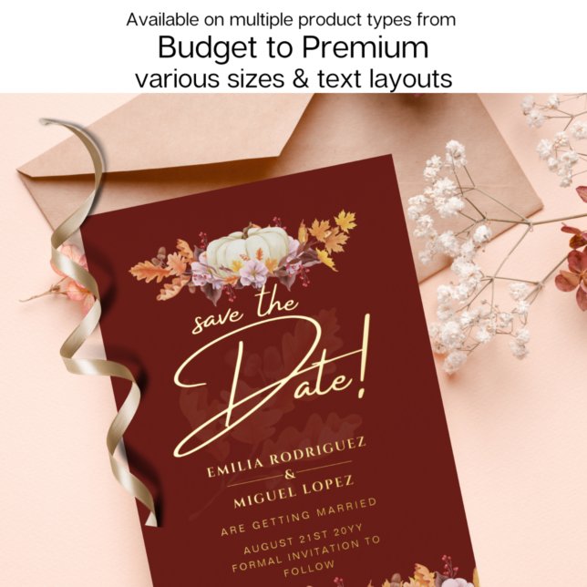 Real GOLD FOIL Fall Pumpkin Save Date Wedding Foil (Creator Uploaded)