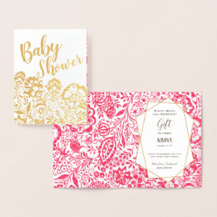 Real Gold Foil Floral Baby Shower Blessings Foil Card