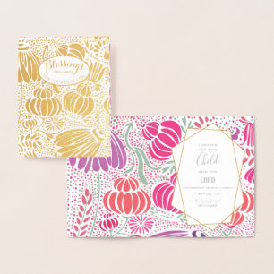 Real Gold Foil Floral Baby Shower Blessings Foil Card