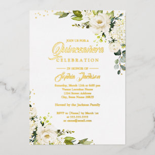 REAL GOLD FOIL Floral Gold Quinceanera