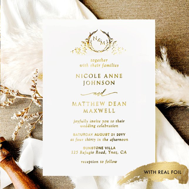 Real Gold Foil Formal and Elegant Monogram Wedding (Creator Uploaded)