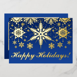 REAL Gold Foil Happy Holidays with Snowflakes Foil Holiday Card