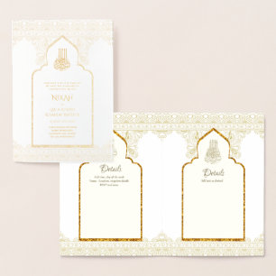 REAL Gold Foil Islamic Wedding Invitation NIKAH