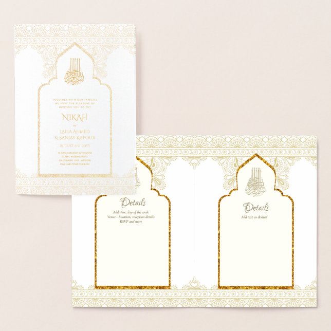 REAL Gold Foil Islamic Wedding Invitation NIKAH (Display)