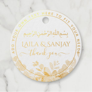 REAL Gold Foil Islamic Wedding Nikah Walima Thanks Favour Tags