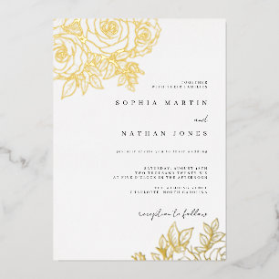 Real Gold Foil Lush Rose Wedding 